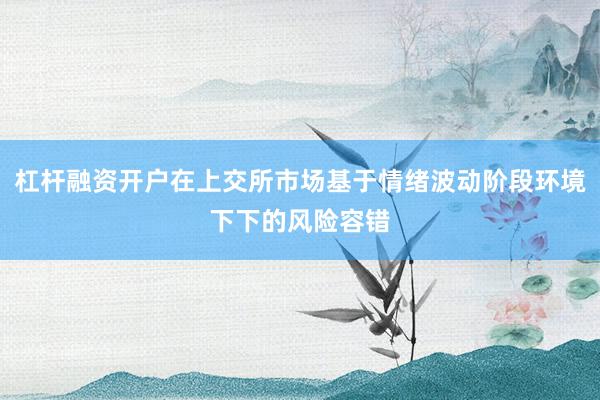 杠杆融资开户在上交所市场基于情绪波动阶段环境下下的风险容错
