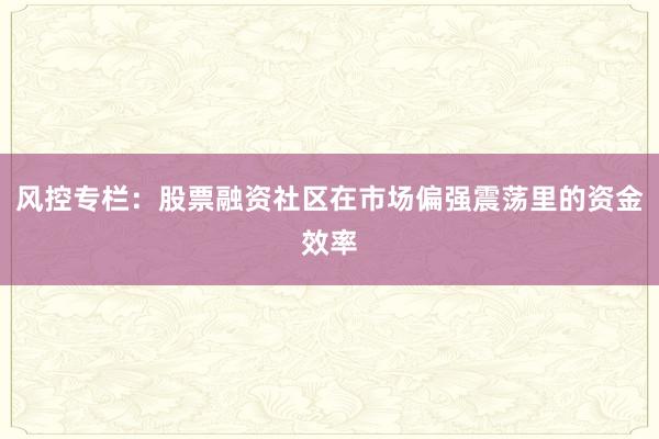风控专栏：股票融资社区在市场偏强震荡里的资金效率