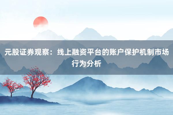 元股证券观察：线上融资平台的账户保护机制市场行为分析