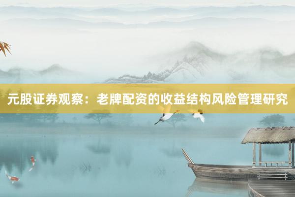 元股证券观察：老牌配资的收益结构风险管理研究
