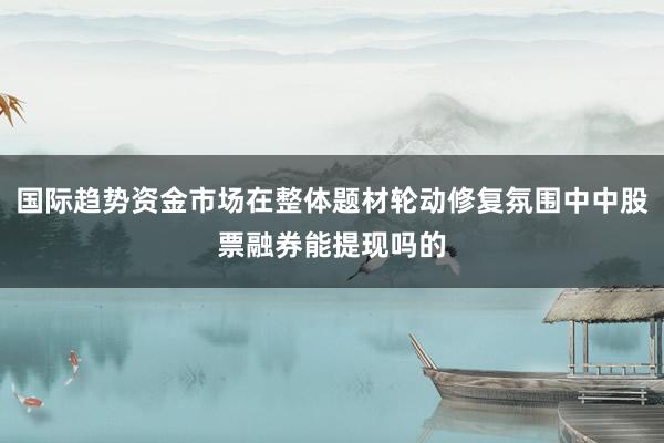 国际趋势资金市场在整体题材轮动修复氛围中中股票融券能提现吗的