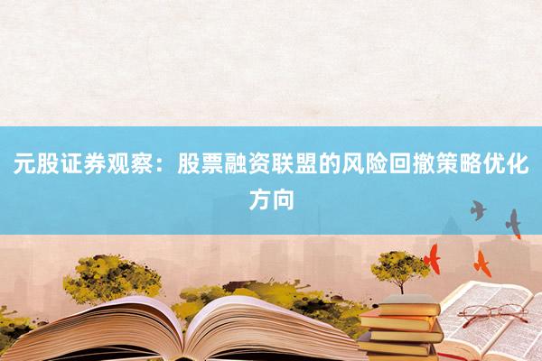 元股证券观察：股票融资联盟的风险回撤策略优化方向