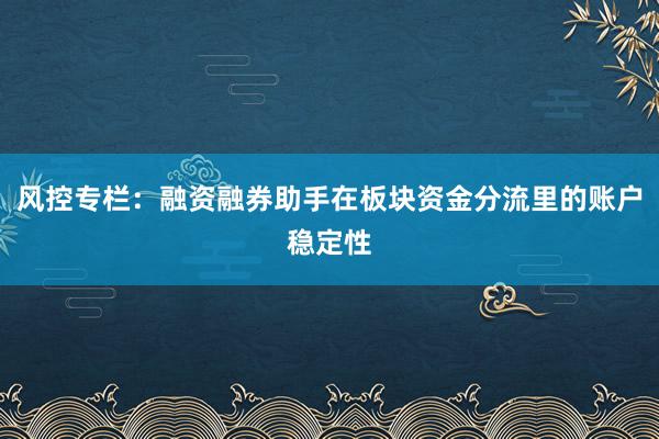风控专栏：融资融券助手在板块资金分流里的账户稳定性