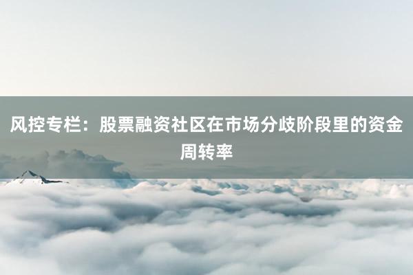 风控专栏：股票融资社区在市场分歧阶段里的资金周转率