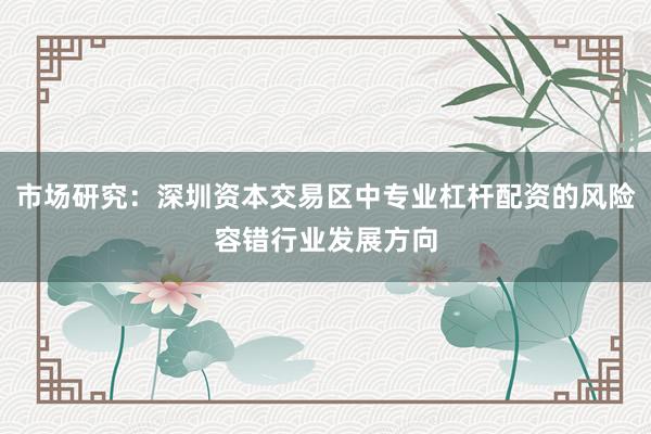市场研究：深圳资本交易区中专业杠杆配资的风险容错行业发展方向