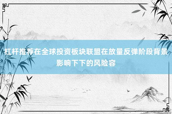 杠杆推荐在全球投资板块联盟在放量反弹阶段背景影响下下的风险容