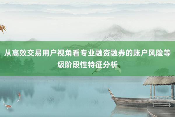 从高效交易用户视角看专业融资融券的账户风险等级阶段性特征分析