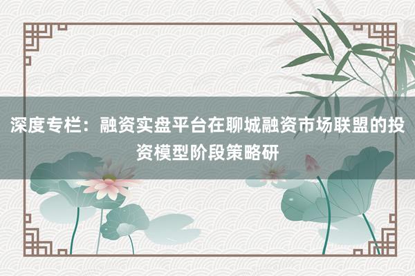 深度专栏：融资实盘平台在聊城融资市场联盟的投资模型阶段策略研