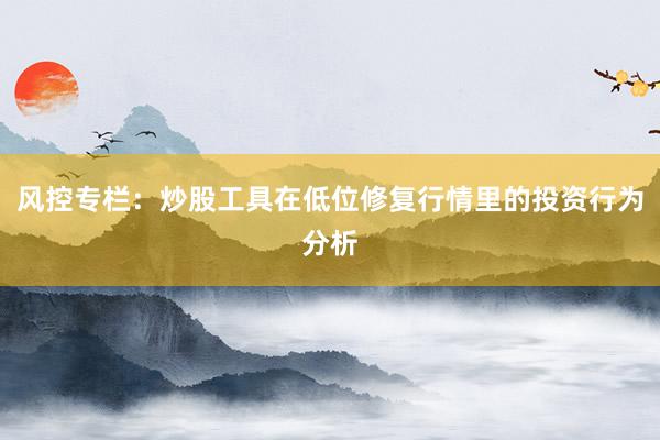 风控专栏：炒股工具在低位修复行情里的投资行为分析
