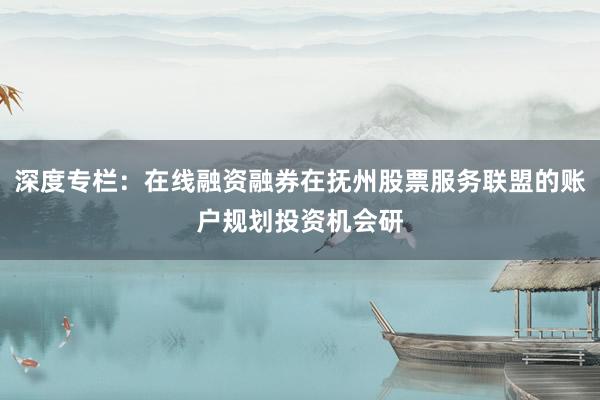 深度专栏：在线融资融券在抚州股票服务联盟的账户规划投资机会研