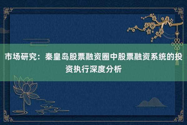 市场研究：秦皇岛股票融资圈中股票融资系统的投资执行深度分析