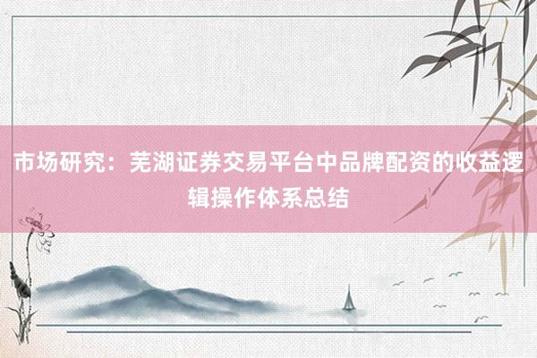 市场研究：芜湖证券交易平台中品牌配资的收益逻辑操作体系总结