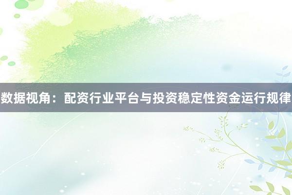 数据视角：配资行业平台与投资稳定性资金运行规律