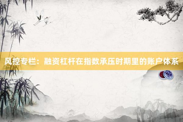 风控专栏：融资杠杆在指数承压时期里的账户体系