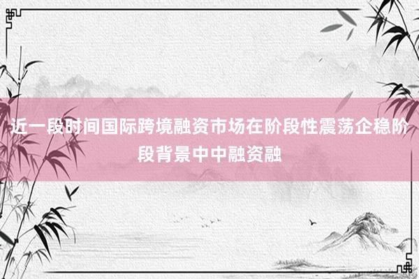 近一段时间国际跨境融资市场在阶段性震荡企稳阶段背景中中融资融