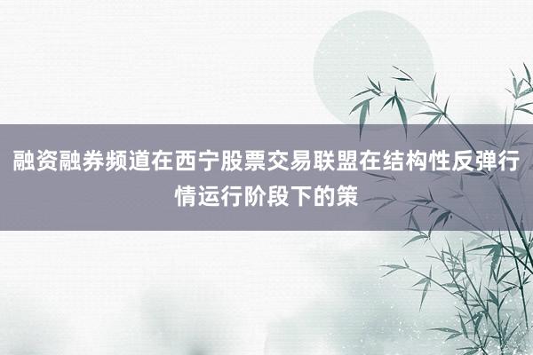 融资融券频道在西宁股票交易联盟在结构性反弹行情运行阶段下的策