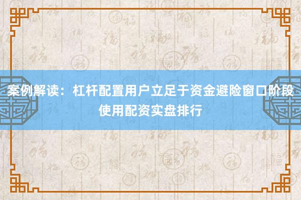 案例解读：杠杆配置用户立足于资金避险窗口阶段使用配资实盘排行