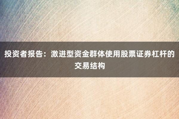 投资者报告：激进型资金群体使用股票证券杠杆的交易结构