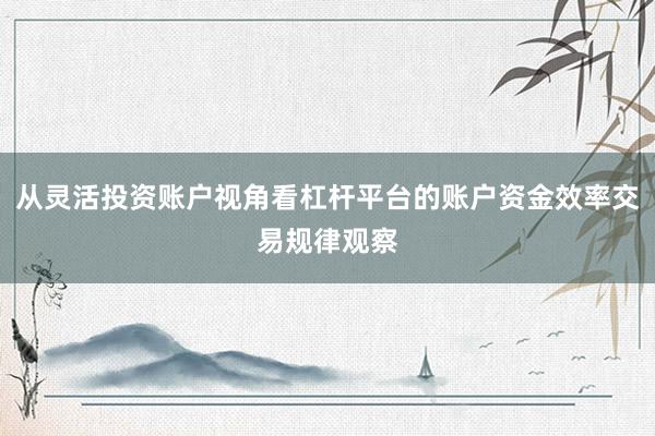 从灵活投资账户视角看杠杆平台的账户资金效率交易规律观察