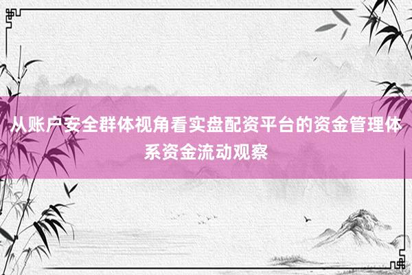 从账户安全群体视角看实盘配资平台的资金管理体系资金流动观察