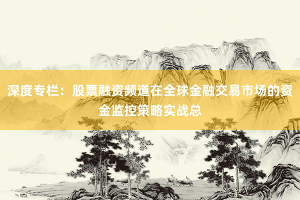 深度专栏：股票融资频道在全球金融交易市场的资金监控策略实战总