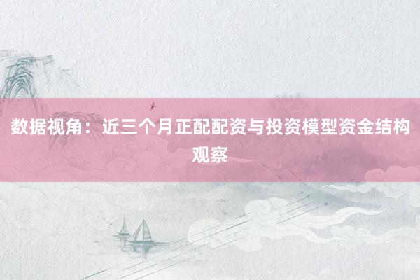 数据视角：近三个月正配配资与投资模型资金结构观察