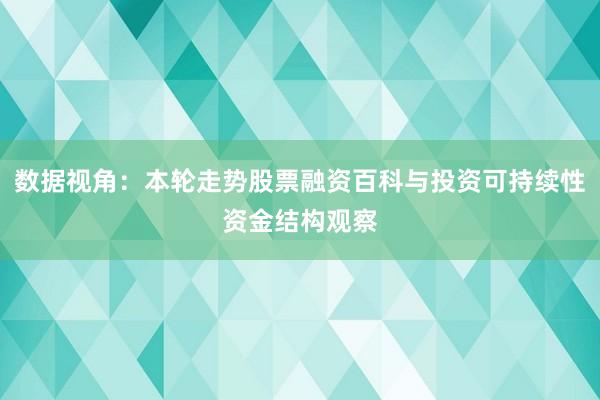 数据视角：本轮走势股票融资百科与投资可持续性资金结构观察