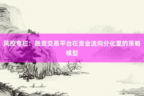 风控专栏：融资交易平台在资金流向分化里的策略模型