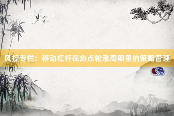 风控专栏：移动杠杆在热点轮涨周期里的策略管理