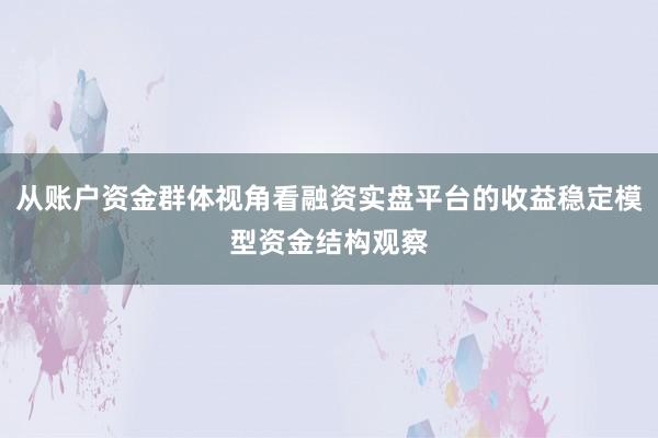 从账户资金群体视角看融资实盘平台的收益稳定模型资金结构观察