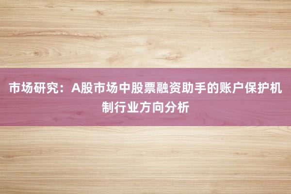 市场研究：A股市场中股票融资助手的账户保护机制行业方向分析