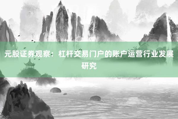 元股证券观察：杠杆交易门户的账户运营行业发展研究