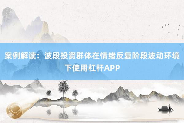 案例解读：波段投资群体在情绪反复阶段波动环境下使用杠杆APP