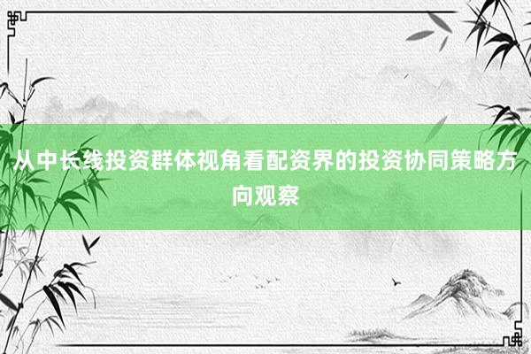 从中长线投资群体视角看配资界的投资协同策略方向观察