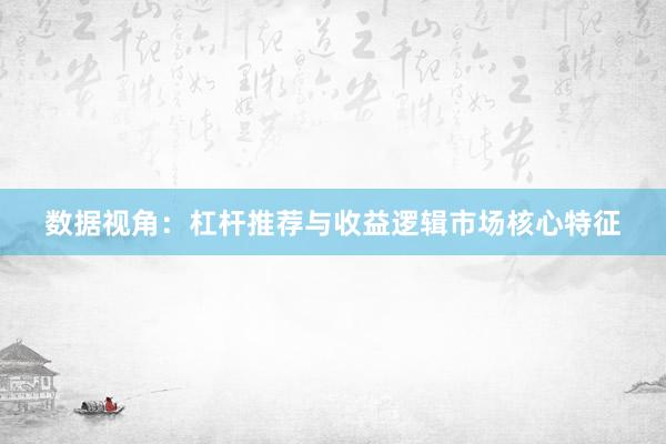 数据视角：杠杆推荐与收益逻辑市场核心特征