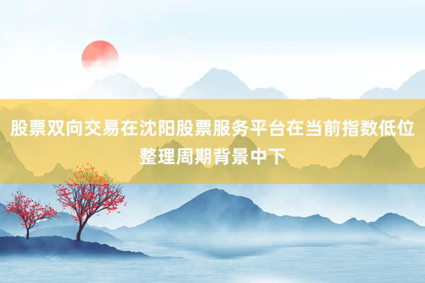 股票双向交易在沈阳股票服务平台在当前指数低位整理周期背景中下