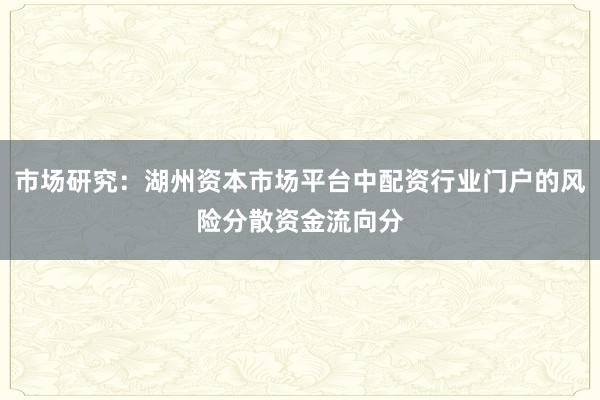 市场研究：湖州资本市场平台中配资行业门户的风险分散资金流向分