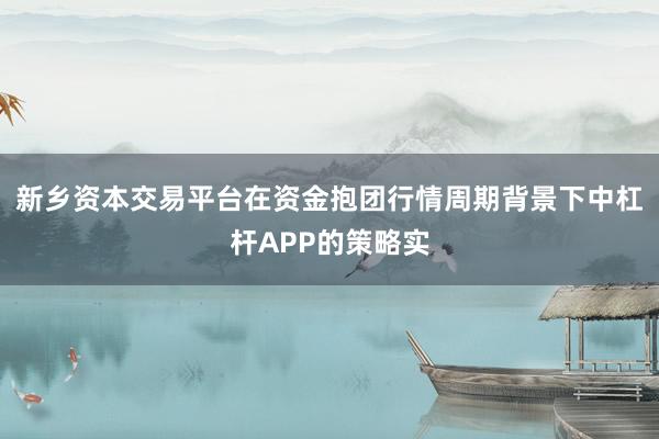 新乡资本交易平台在资金抱团行情周期背景下中杠杆APP的策略实