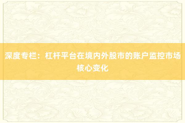 深度专栏：杠杆平台在境内外股市的账户监控市场核心变化