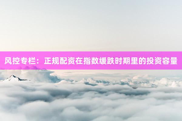 风控专栏：正规配资在指数缓跌时期里的投资容量