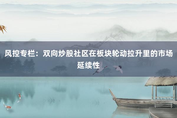 风控专栏：双向炒股社区在板块轮动拉升里的市场延续性