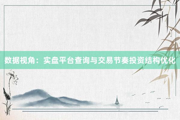 数据视角：实盘平台查询与交易节奏投资结构优化