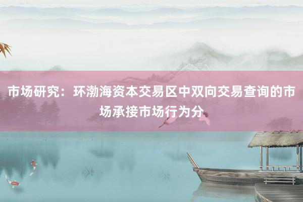 市场研究：环渤海资本交易区中双向交易查询的市场承接市场行为分