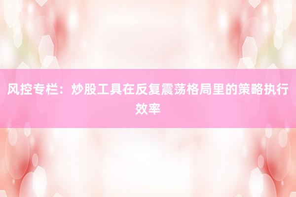 风控专栏：炒股工具在反复震荡格局里的策略执行效率