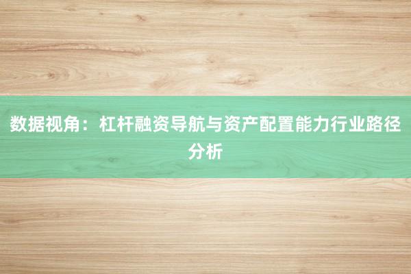 数据视角：杠杆融资导航与资产配置能力行业路径分析
