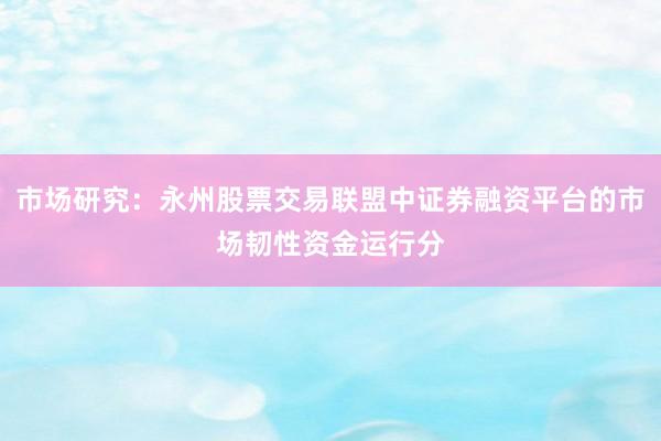市场研究：永州股票交易联盟中证券融资平台的市场韧性资金运行分