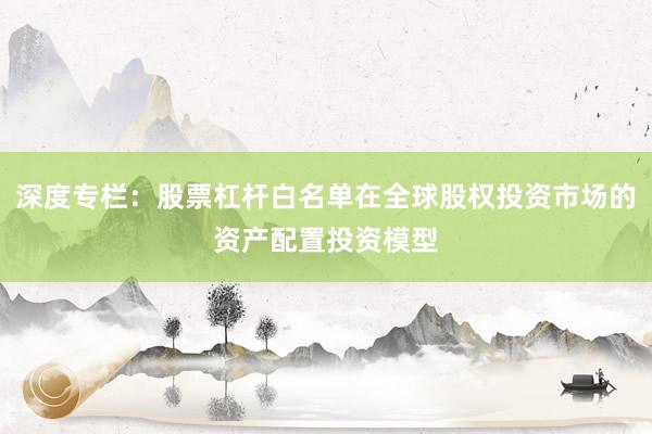 深度专栏：股票杠杆白名单在全球股权投资市场的资产配置投资模型