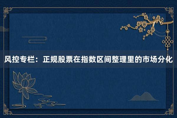 风控专栏：正规股票在指数区间整理里的市场分化