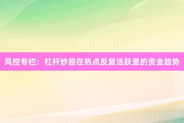风控专栏：杠杆炒股在热点反复活跃里的资金趋势