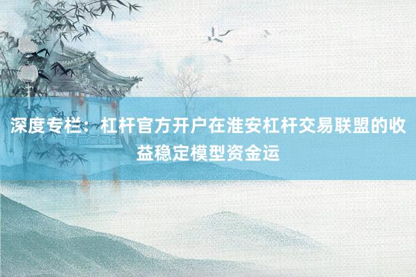 深度专栏：杠杆官方开户在淮安杠杆交易联盟的收益稳定模型资金运